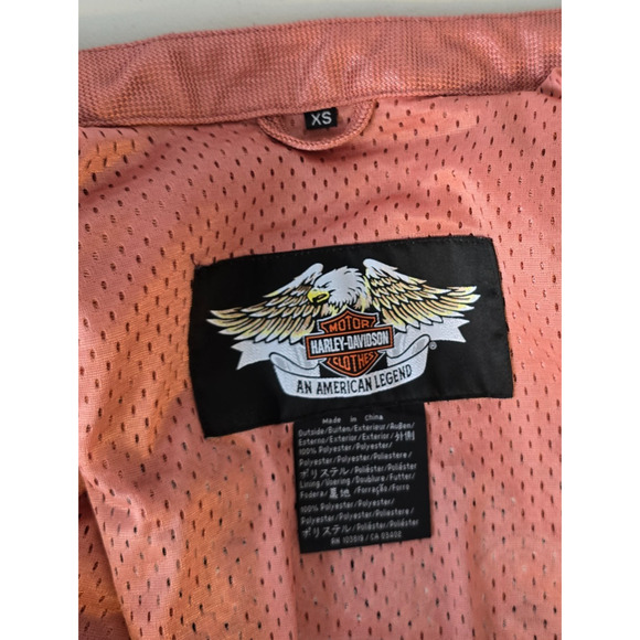 Harley Davidson Mesh Motorcycle Bomber Jacket Women's XS Pink Mesh Logo EUC - Picture 3 of 16